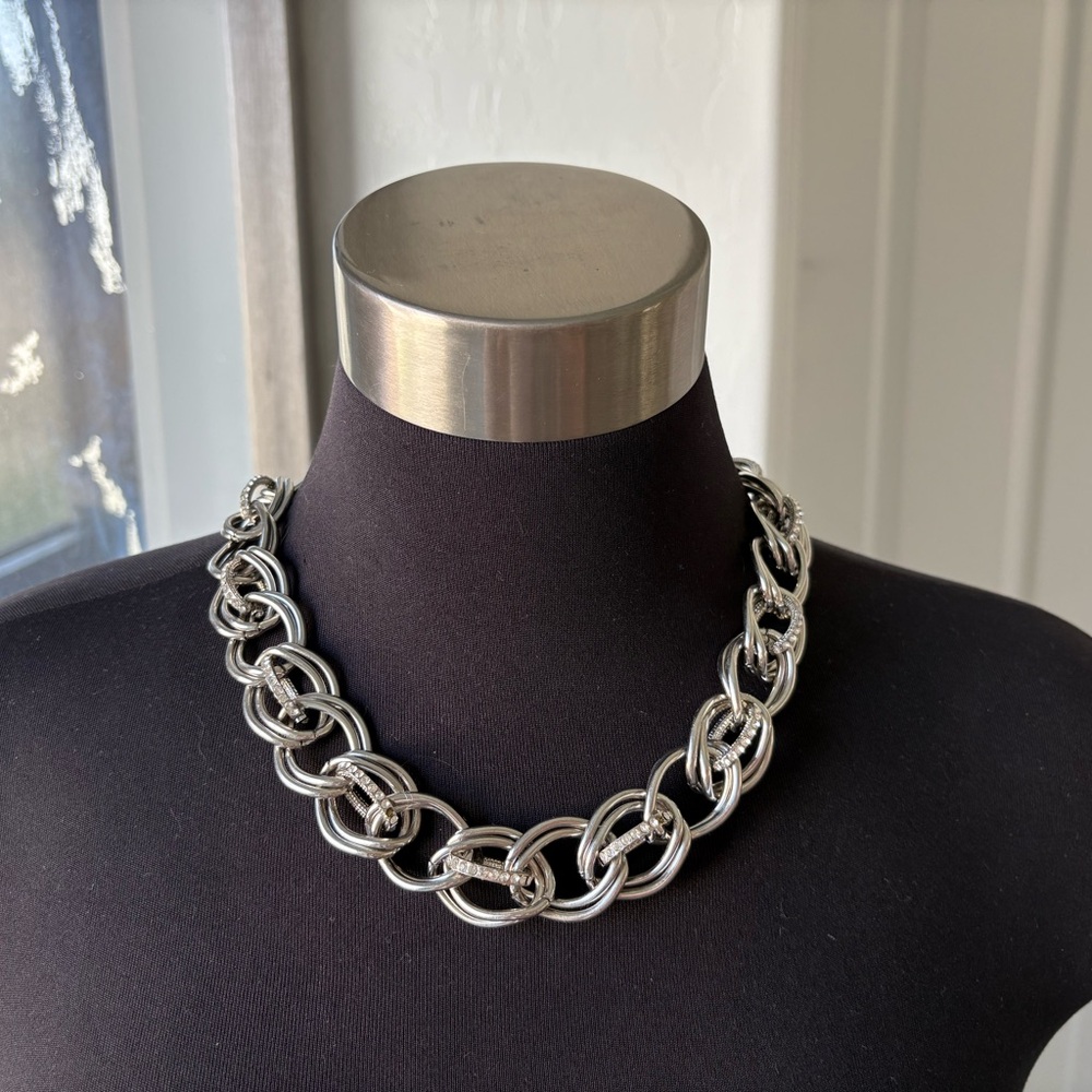 Silver Chain Statement Necklace Set - image 3